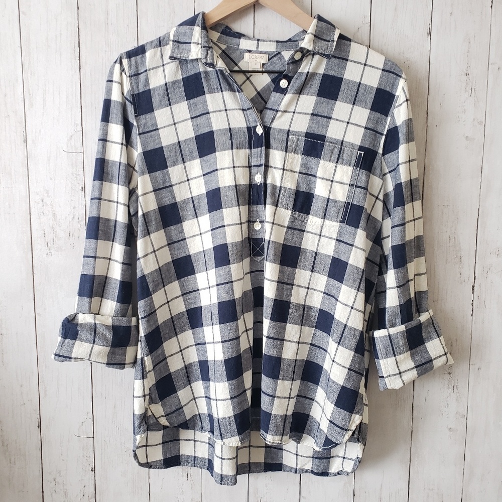 J Crew plaid flannel button shirt blue medium